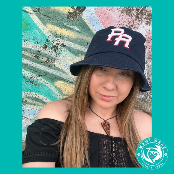 Navy Blue Puerto Rico embroidered PR Team Logo Bucket Hat - Picture 1 of 2
